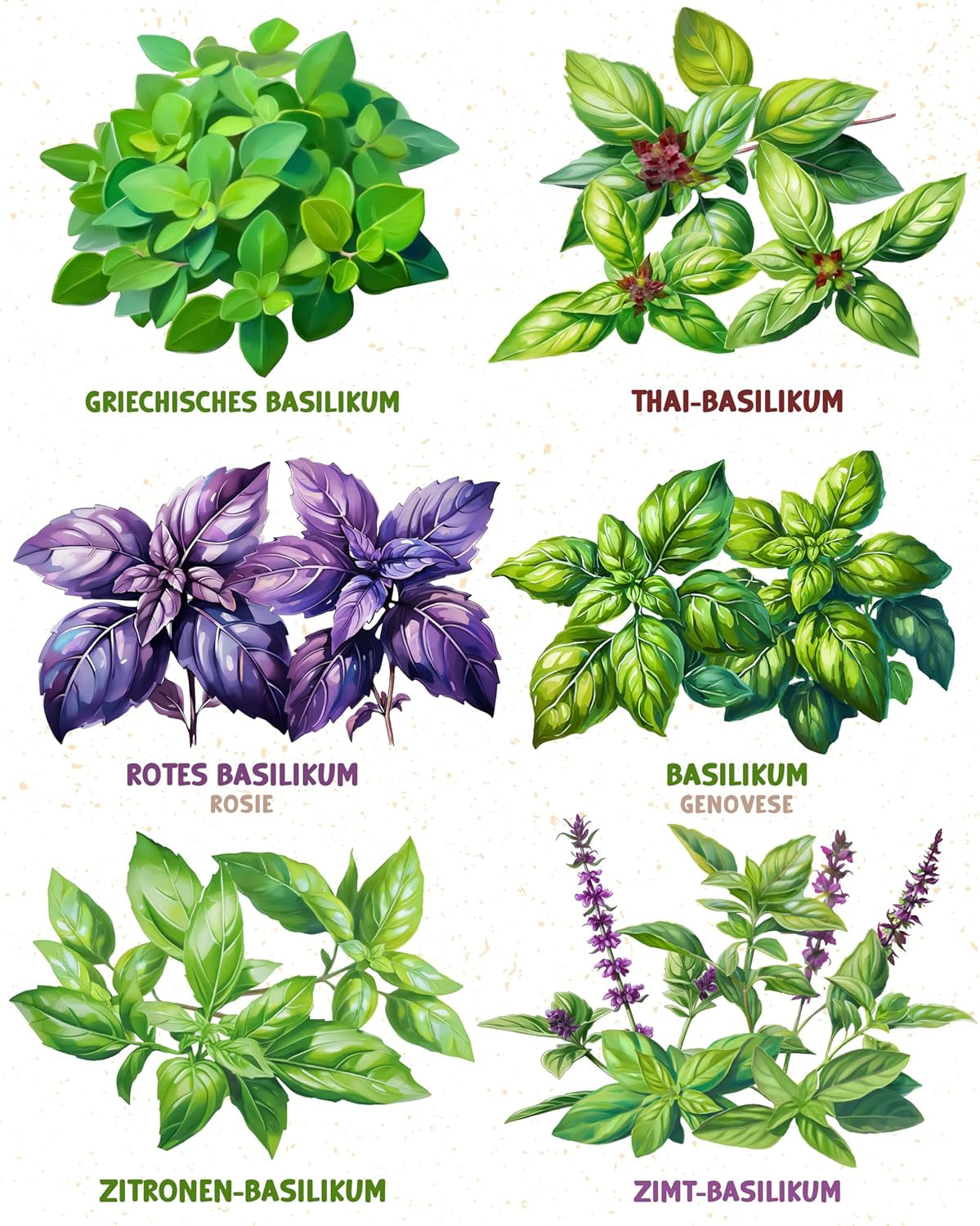 Graines de basilic biologiques dans un ensemble de 6 - 6 graines de basilic pour une culture facile dans le jardin, le balcon ou le parterre surélevé - Graines de plantes - Semis