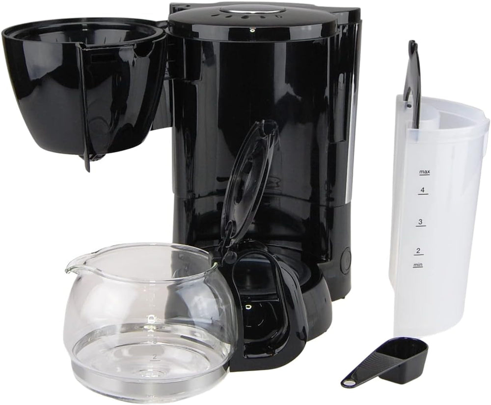 Cafetière à gros filtre avec carafe en verre KA 12.17 | 0,6 litre pour 4 tasses de café | 600 watts | Noir - Acier inoxydable