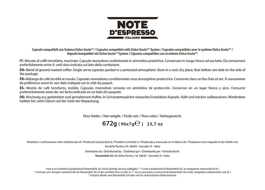 Capsules de café Extremo compatibles Dolce Gusto 7g x 96 capsules