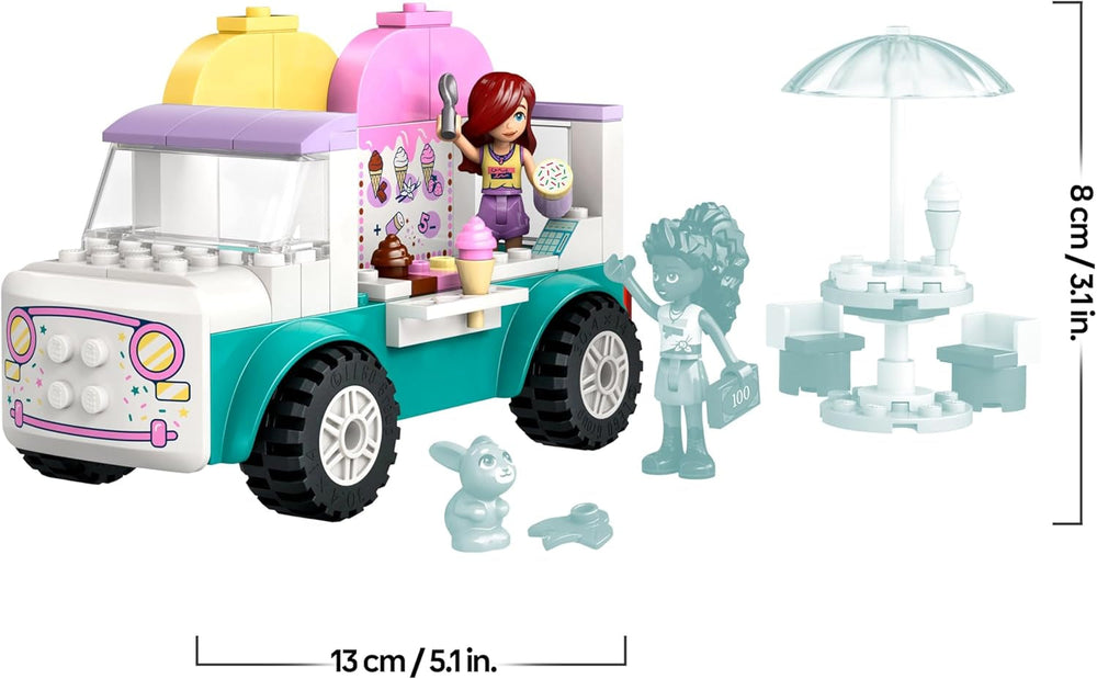 LEGO Friends Heartlake City Eiswagen, Spielset für Rollenspiele, Bauset mit 2 Spielzeugfiguren und einem Hasen, Spielzeug für Mädchen ab 4 Jahren, Bauspielzeug mit Minifiguren der Charaktere 42644