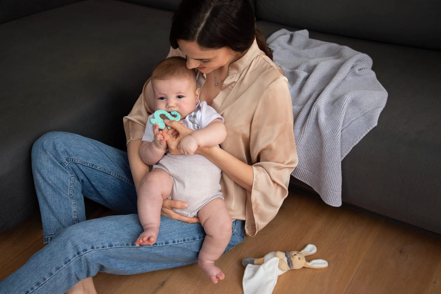 Chicco Soft&Clean anneau de dentition lézard, bleu, 2M+