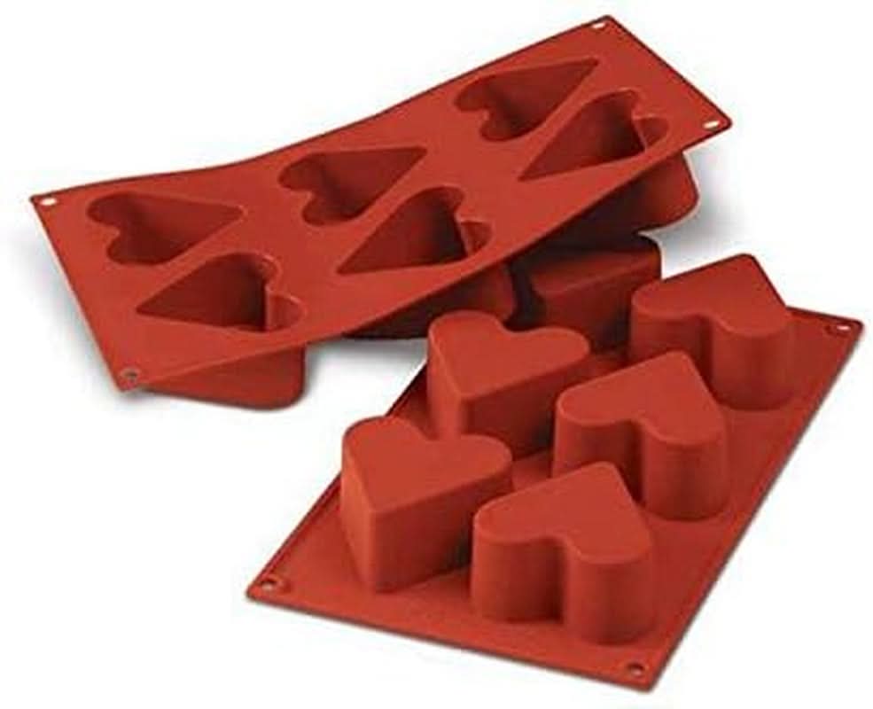 Silikomart 20.036.00.0060 SF 036, Coeur de Cuisine Naty Shop L (65 x 40 mm. Volume : 6 x 130ml) 6 x Coeurs