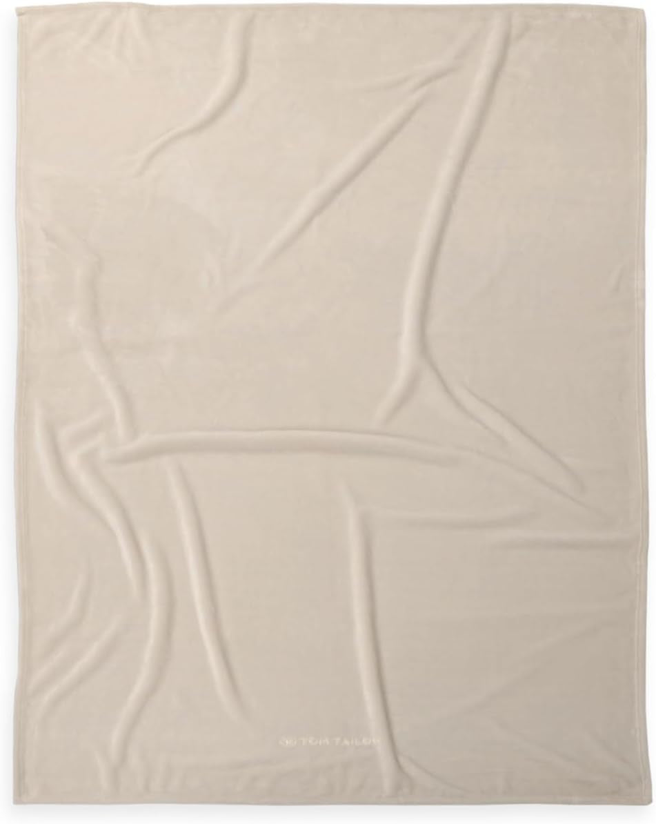 TOM TAILOR Couverture Wellsoft, 150X200 Cm, 100% Polyester/ Wellsoft, brodée avec logo, WELLSOFT BLANKET Orange (Warm Coral) Couvertures et couettes Naty Shop Beige 150X200 Cm