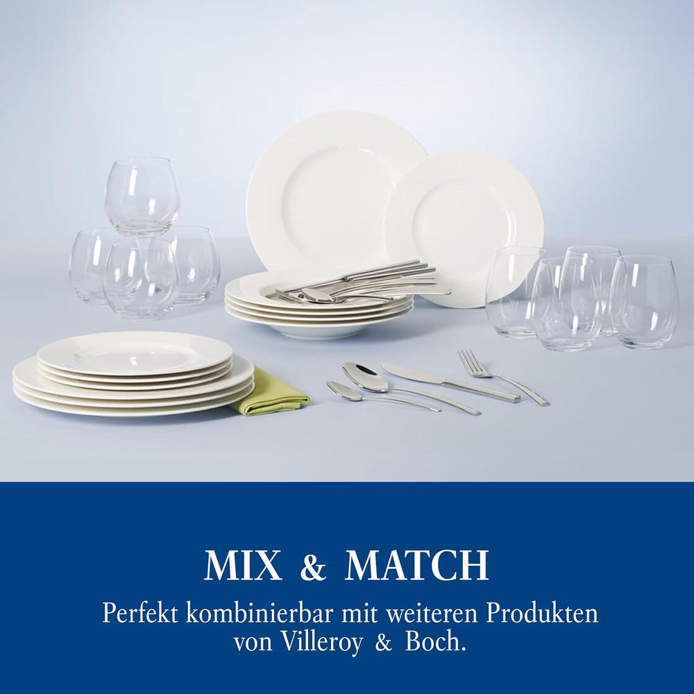 Villeroy & Boch Wonderful World Service de table 12 pièces, passe au lave-vaisselle et au micro-ondes, blanc, assiettes, vaisselle, porcelaine, assiettes plates, service de table moderne, porcelaine premium