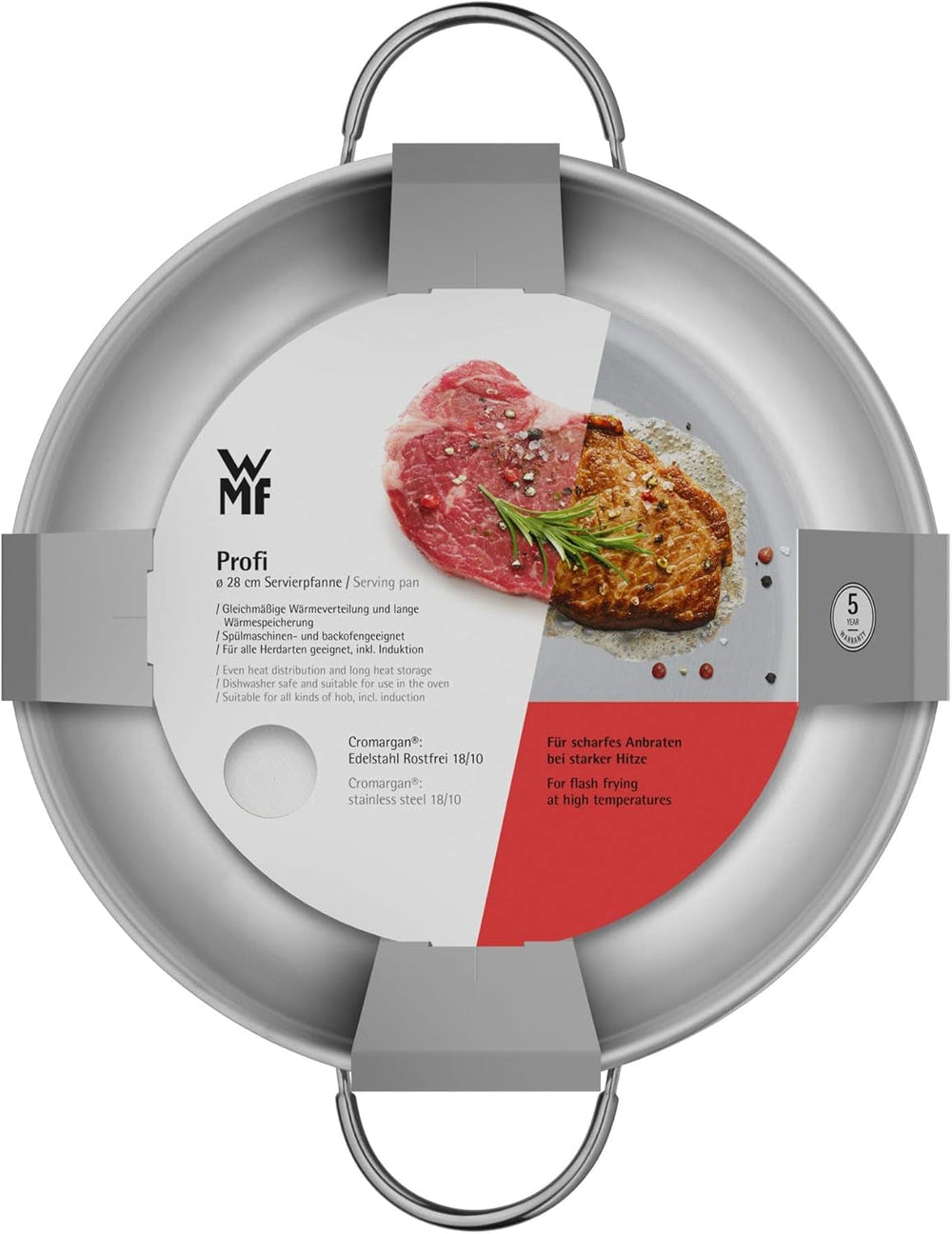 WMF Profi plat à rôtir 28 cm induction, poêle en acier inoxydable Cromargan, casseroles et poêles découvertes Naty Shop