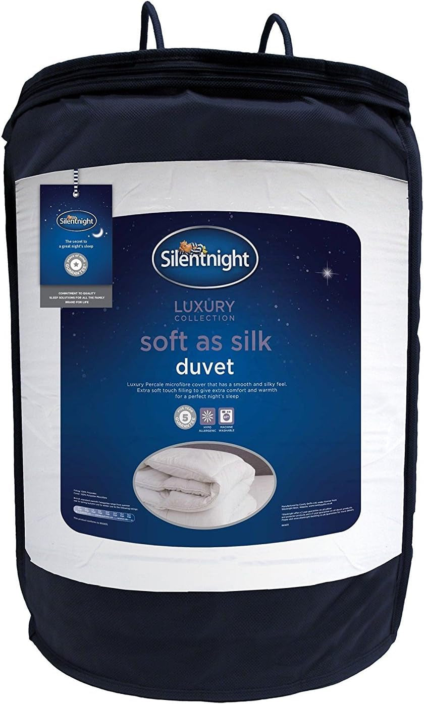 Couette Silentnight douce comme la soie, 10,5 tog, pour lit double, blanc, microfibre, blanc, king size Couettes et couettes Naty Shop 40X25X25 cm 10,5 Tog