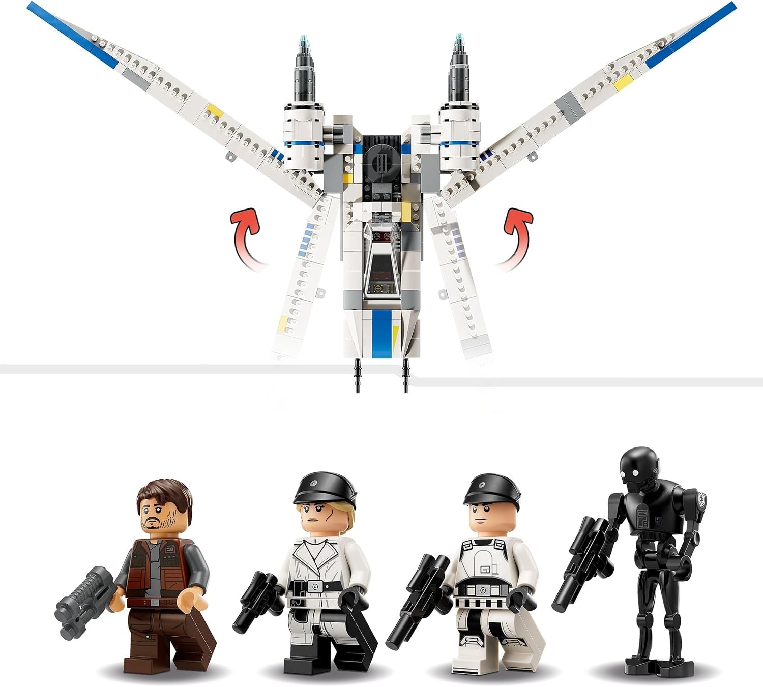LEGO Star Wars 75399 Rebel U-Wing Starfighter - Jouet avec fonction d'aile pivotante et 3 figurines dont Cassian Andor et la figurine du droïde K-2SO - Cadeau pour les garçons à partir de 8 ans et les fans d'Andor saison 2 Jeux de construction Beuche den LEGO-Store
