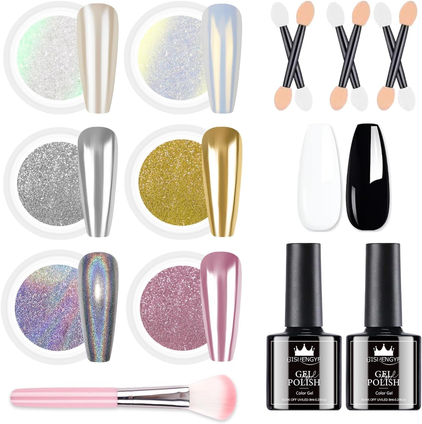 BISHENGYF Rose Gold Chrome Nail PowderNouvelle mise à niveau Grosse Kapazitä Chrom PulverSuper-Spiegeleffekt Metall Mirror Chrome Powder – Neon Glassy Pearl Effect Glitter Nail Art Pulver pour DIY Salon