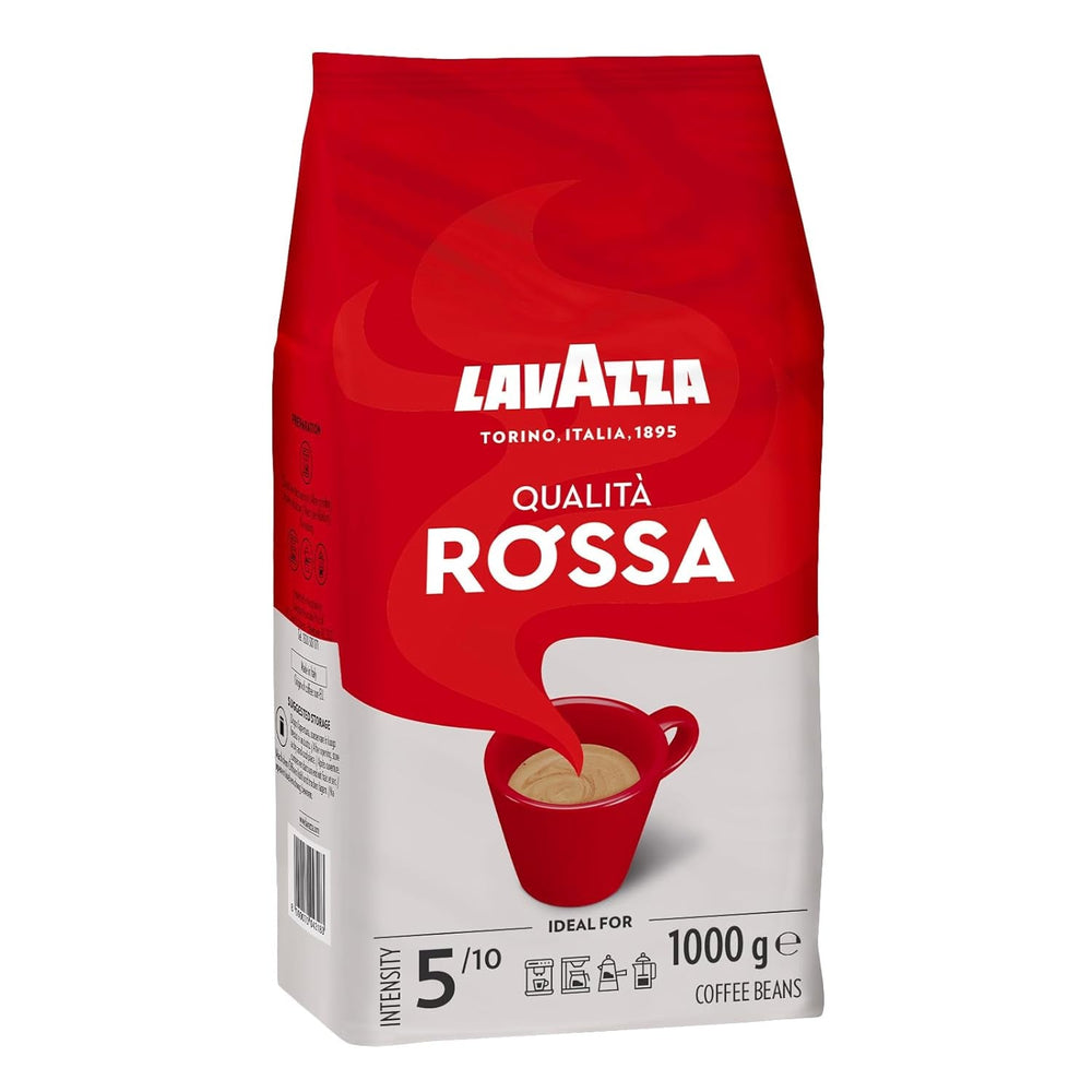 Café en grains Lavazza, Crema E Aroma, Arabica et Robusta, idéal pour machines à expresso Cafea Naty Shop 6 x 1 Kg Qualità Rossa