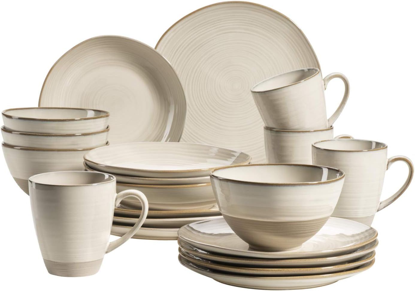 MÄSER 931512 Nottingham Vintage Series Service de table pour 4 personnes, service combiné de 20 pièces avec formes rondes irrégulières au look rétro, carrelage, beige