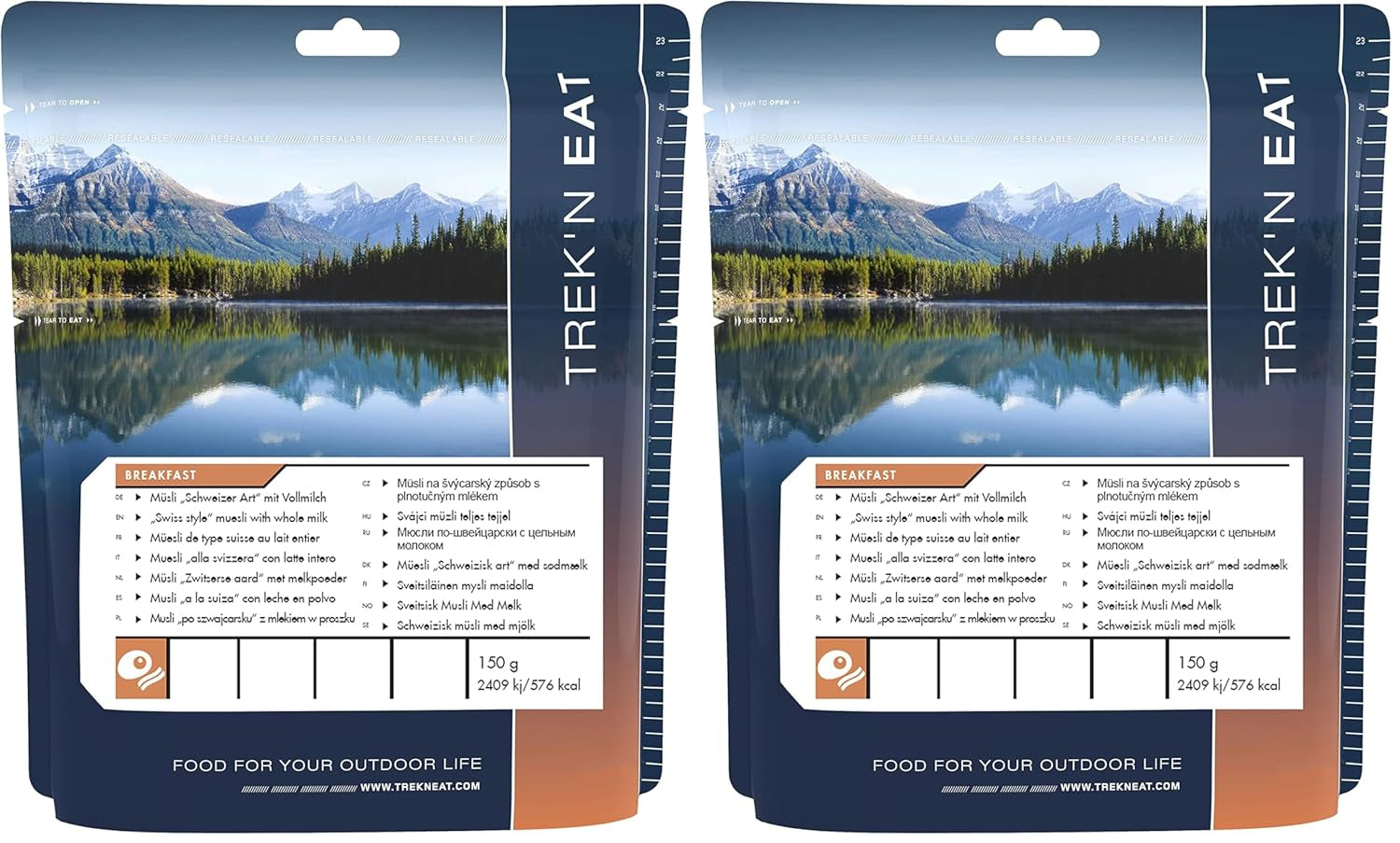 Trek'n Eat Swiss Muesli avec lait en poudre (Pack de 2)