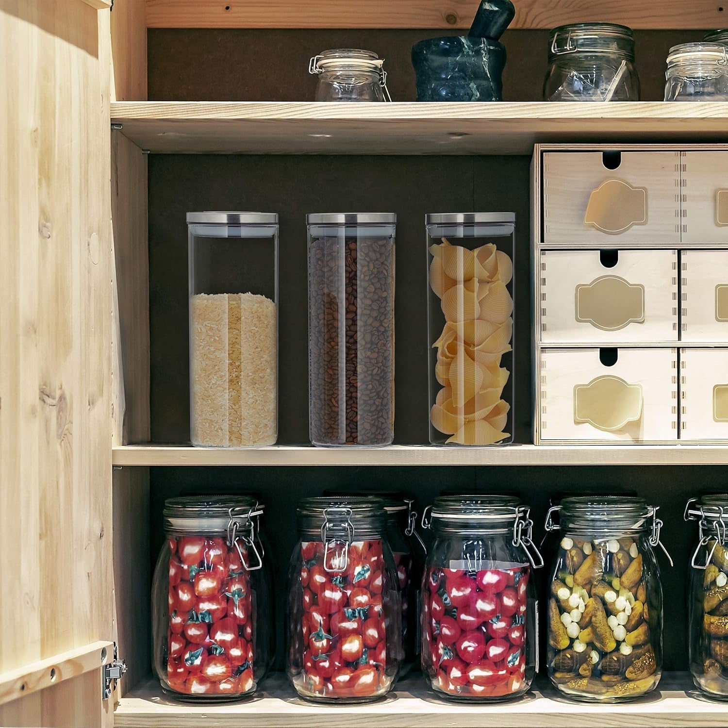 Relaxdays Lot de 3 Boites de Conservation, Fermées, Couvercle Inox, Pour Pâtes, Muesli et Riz, Récipient de Cuisine 1,5 L, Argent Transparent, 24 x 9,5 x 9,5 cm, Boites de Conservation Transparentes Argent Naty Shop