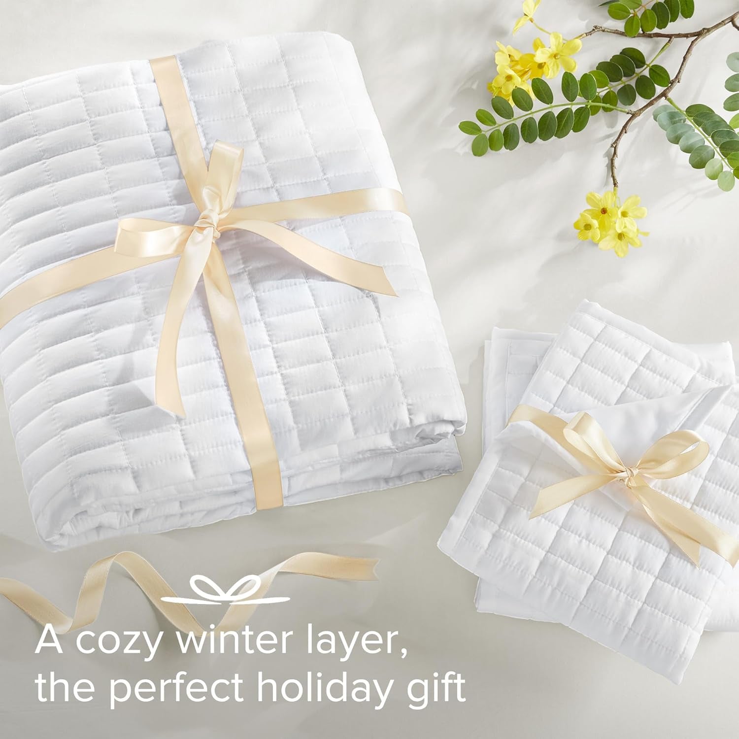 Comfort Spaces Kienna Parure de lit de luxe à double point - Couverture d'été légère et douce toute l'année - Taie d'oreiller assortie - Couverture blanche King Size (264,2 x 228,6 cm) Naty Shop Couettes et couettes