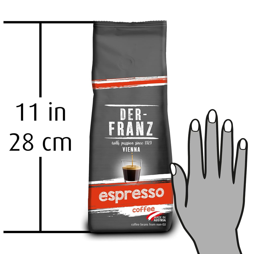 Der-Franz Espresso Kaffee, Intensité 5/5, Arabica et Robusta, Ganze Bohne, 3 x 500 g