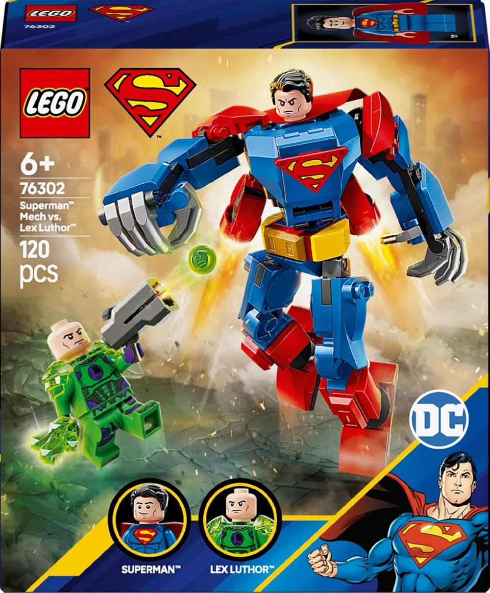 LEGO DC Superman Mech contre. Lex Luthor - Jouet de super-héros avec 2 figurines - Figurine à construire avec bras, jambes et doigts mobiles - Cadeau pour garçons et filles à partir de 6 ans 76302 Jeux de construction Besuche an LEGO-Store