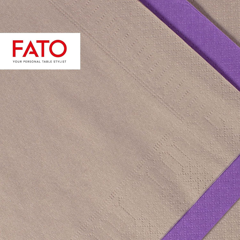 Fato, Serviettes en papier jetables, idéales pour les déjeuners et buffets décontractés, paquet de 50 serviettes, taille 33 x 33, pliées en 4, 2 couches, tourterelle, papier 100 % pure cellulose, certifié FSC