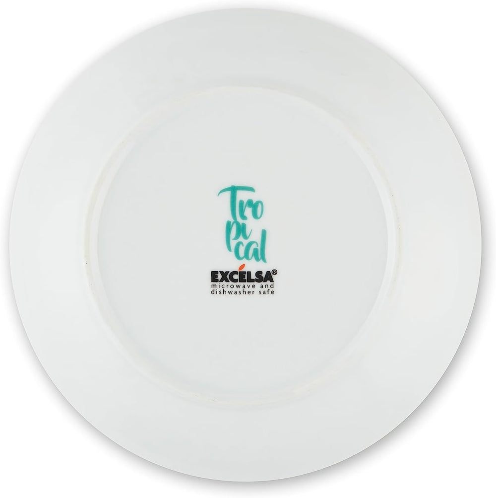 Excelsa Service de table Tropical, 18 pièces, porcelaine, blanc avec décoration