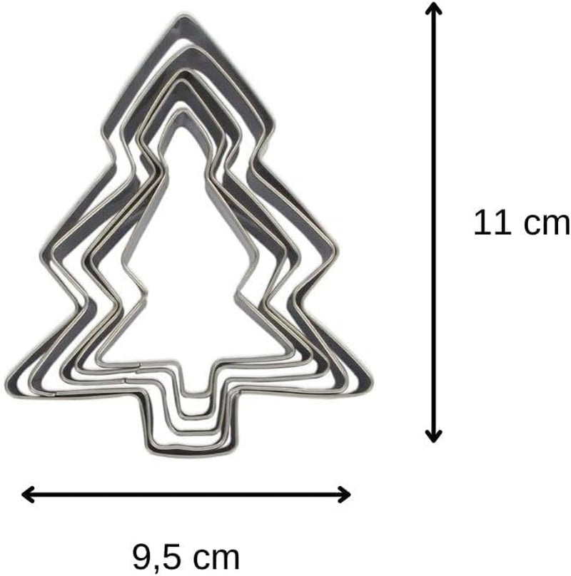 Zenker 44814 Lot de 5 Emporte-pièces Sapin de Noël, Emporte-pièces Sapin de Noël, Emporte-pièce, Acier Inoxydable, Argent, 11 x 9,5 cm