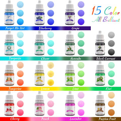 Lot de 15 colorants alimentaires liquides, 6 ml de chaque couleur Naty Shop