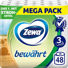 Zewa Proven - 48 rouleaux - Le premier papier toilette contenant de la paille - 3 couches