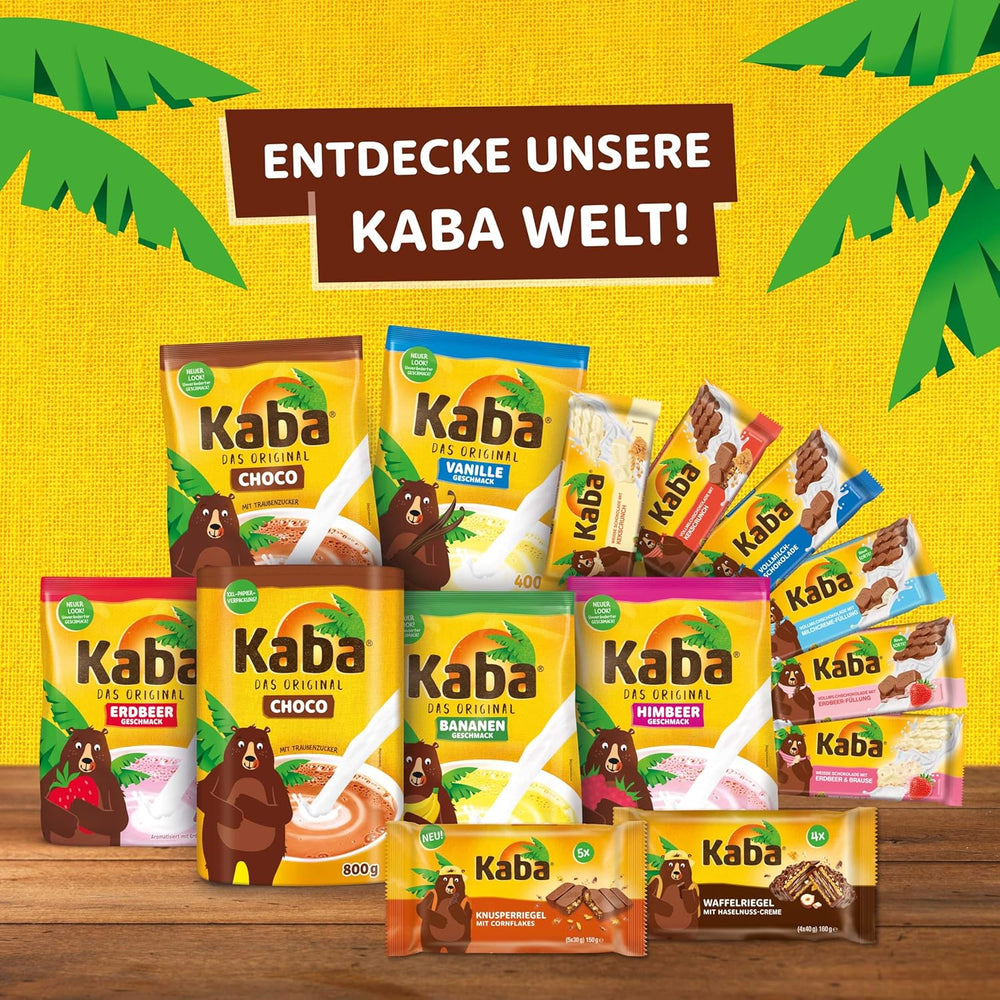 Barres napolitaines Kaba 40g, 4 barres croquantes fourrées de gaufrettes et de fine crème de noisettes, en multipack au goût original Kaba