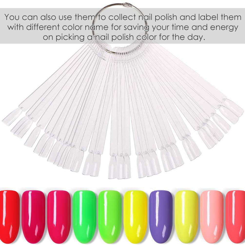 150 Stück Nail Art Tips Ring Stick,  Transparent Farbe Karte Platten Nagellack Display Ring Sticks, Nagel Salon Übungen Display Nail Tips