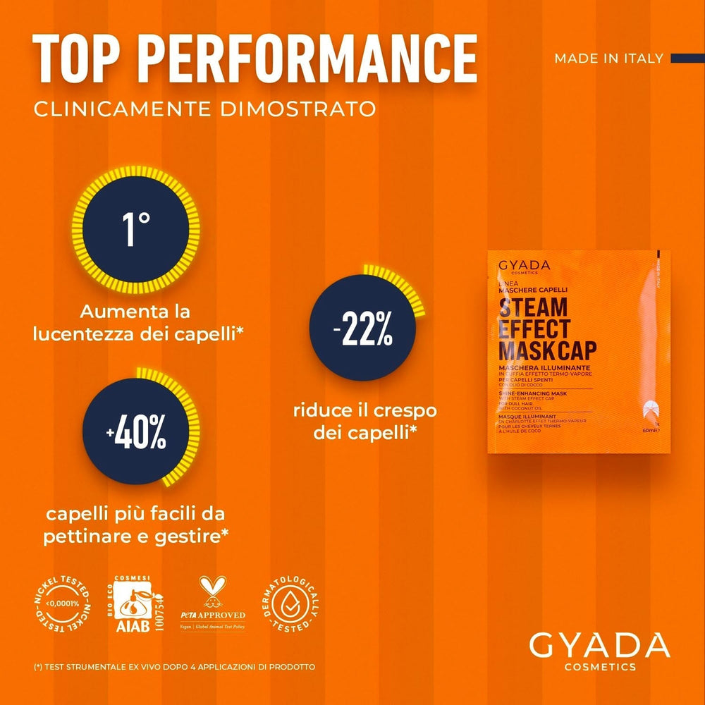 GYADA COSMETICS, masque capillaire en matière légère et revitalisante, donne brillance et douceur, effet nourrissant et réparateur, avec capuchon thermique, à base d'huile de coco et d'avocat, 60 ml Masque capillaire Naty Shop