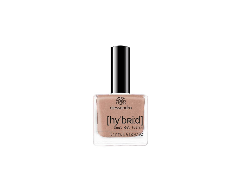 Vernis à ongles Alessandro Sinful Glow HYBRID - Teinte Nude - Des ongles parfaits en seulement 3 étapes, sans LED - dure jusqu'à 10 jours ! 8 ml
