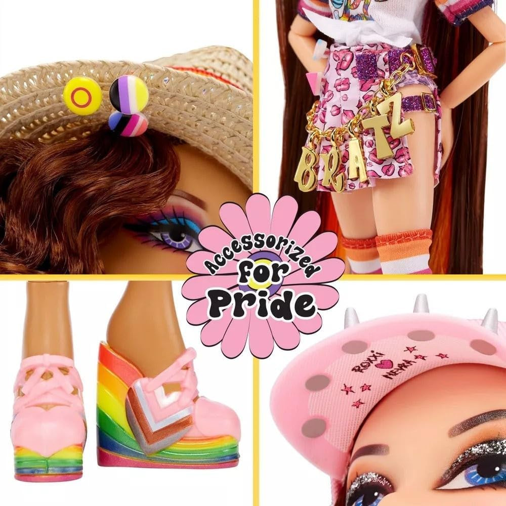 Bratz Pride Month Special Edition Designer Puppen by JimmyPaul - ROXXI & NEVRA - 2 Modepuppen, Outfits, Poster, Accessoires, Puppenständer & mehr - Voll beweglich - Zum Sammeln für Kinder ab 3 Jahren