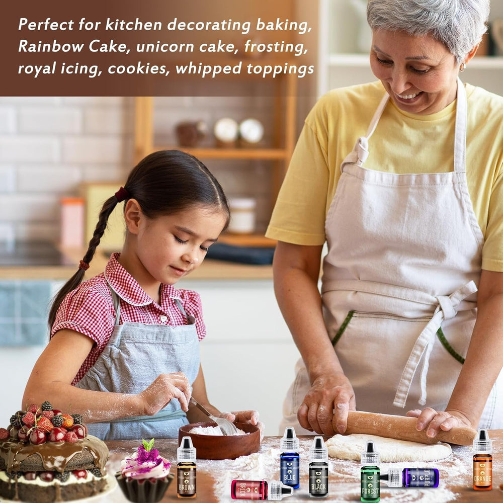 Colorant alimentaire liposoluble chocolat - 10 couleurs colorant alimentaire à base d'huile pour fondant, pâtisserie, gâteaux, biscuits - colorant alimentaire liquide sans saveur pour beurre de cacao, gâteaux, crème au beurre - 6 ml chacun