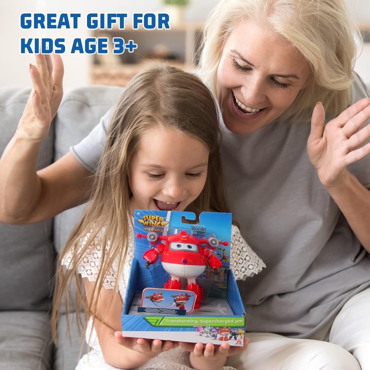 Super Wings 5" Transforming Characters 2-Pack Transforming Supercharged Jett + Tino Transformer Toy pour garçons et filles à partir de 3 ans Figurines d'action rouges Naty Shop