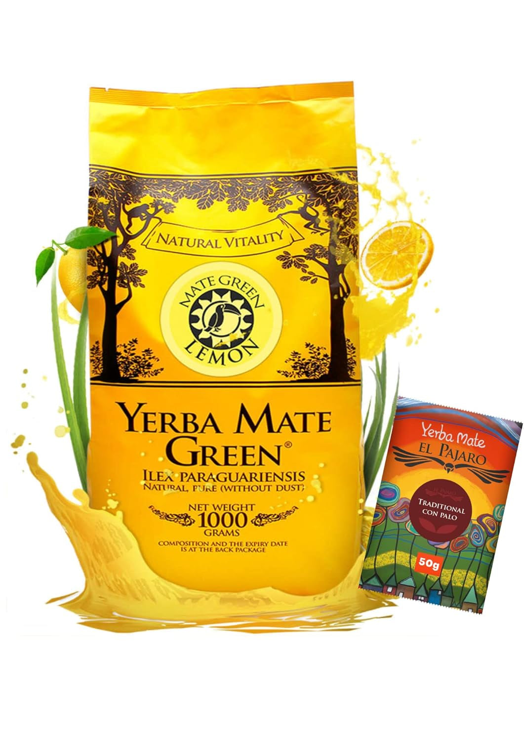 Yerba  „Potente” 400 G | Ceai Mate brazilian cu scoarță de Catuaba, rădăcină de ginseng siberian, scoarță de Lapacho și Muira Puama | Ingrediente naturale | Frunze verzi de Mate