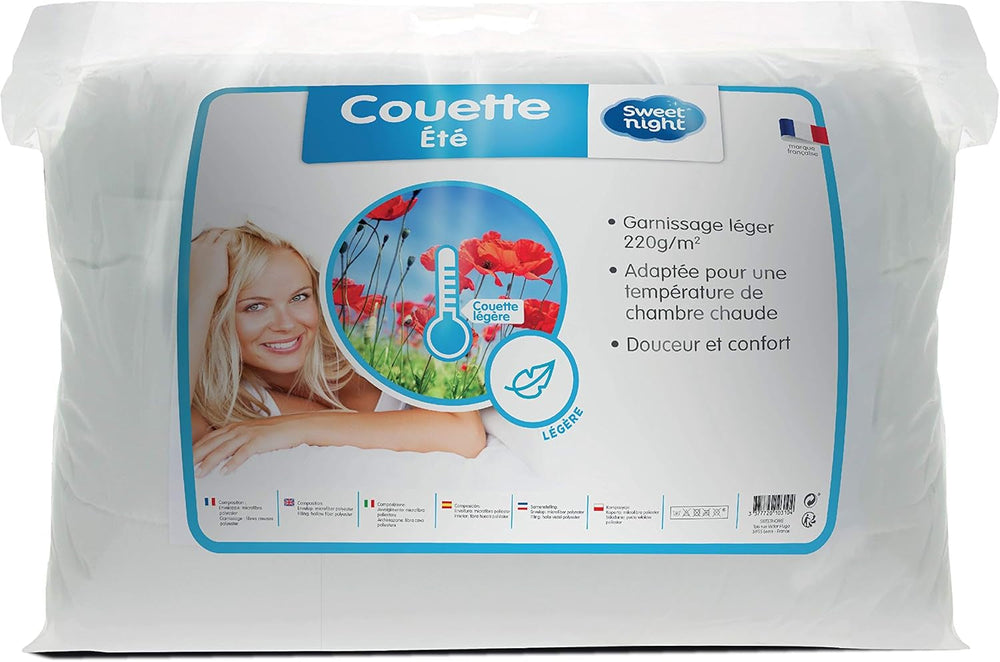 SWEET NIGHT - Couette été 220G/M² | 140X200cm | Fin et léger | Doux et confortable | Lavable | Couette 100% microfibre Couettes et couettes Naty Shop