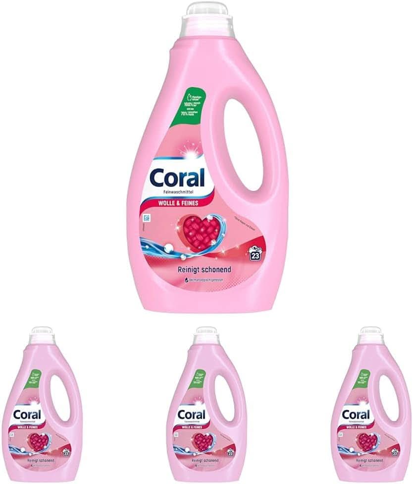 Lessive liquide délicate corail pour laine et linge délicat, 23 lavages, 1,15 litre Lessive Naty Shop Set 4 x 1,15 litre