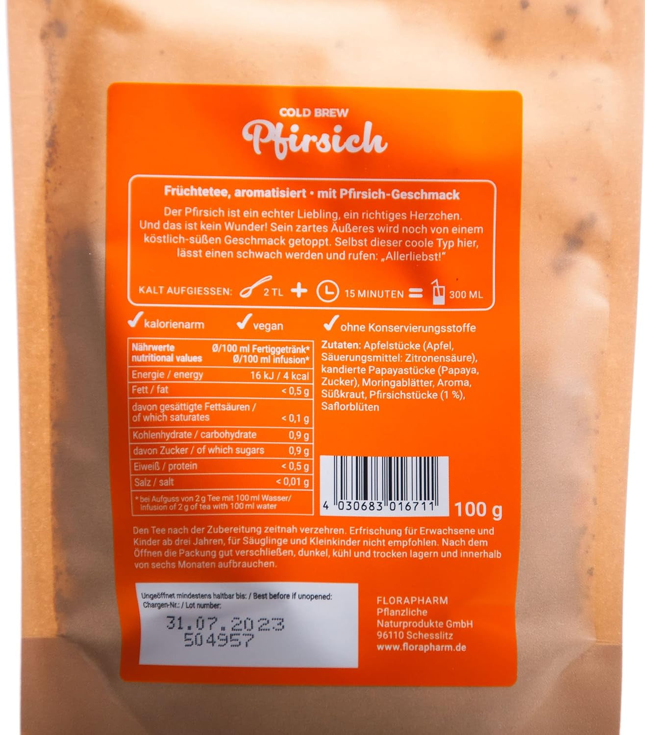 Thé aux fruits Cold Brew "Pêche" Infusion froide - 100 g