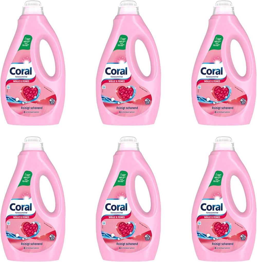 Lessive liquide délicate corail pour laine et linge délicat, 23 lavages, 1,15 litre Lessive Naty Shop Set 6 x 1,15 litre