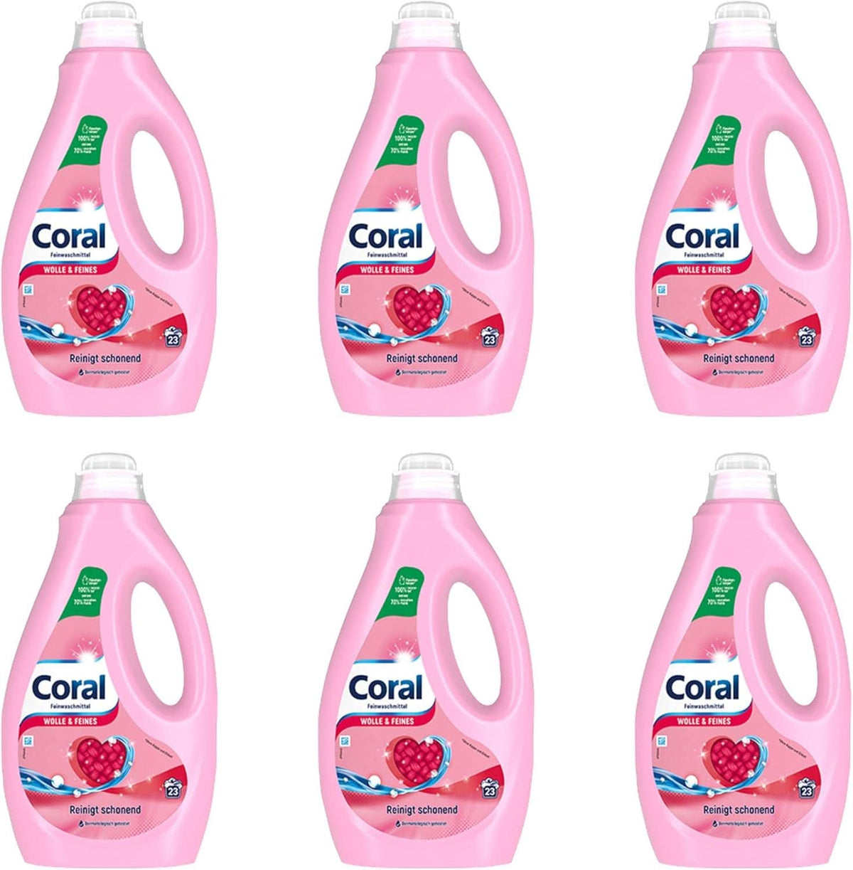 Lessive liquide délicate corail pour laine et linge délicat, 23 lavages, 1,15 litre Lessive Naty Shop Set 6 x 1,15 litre