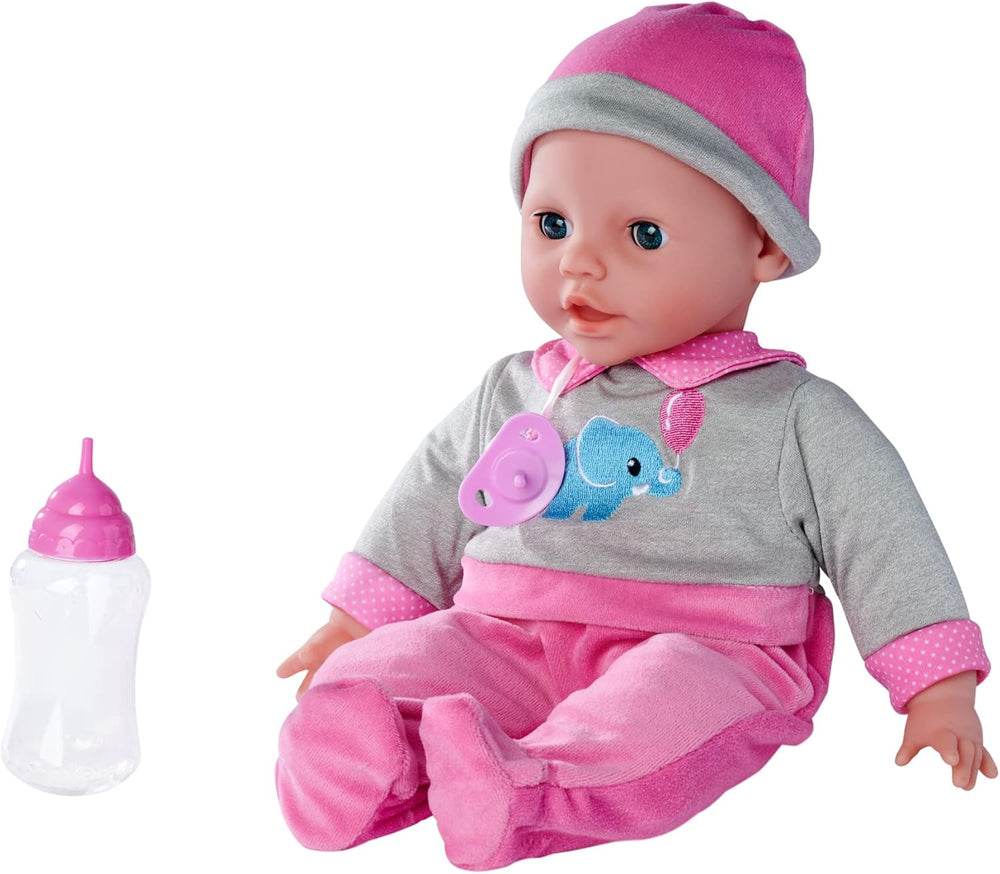 Simba 105140066 - Laura Interactive, poupée au corps doux aux yeux endormis, babille lorsqu'on la bouge, boit au biberon et s'endort, 40 cm, poupée pour enfants à partir de 2 ans