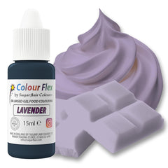 Colorant alimentaire à base d'huile Sugarflair Colourflex Lavande, colorant alimentaire liquide hautement concentré pour crème au beurre, chocolat, pâte, fondant, glaçage et plus encore - 15 ml