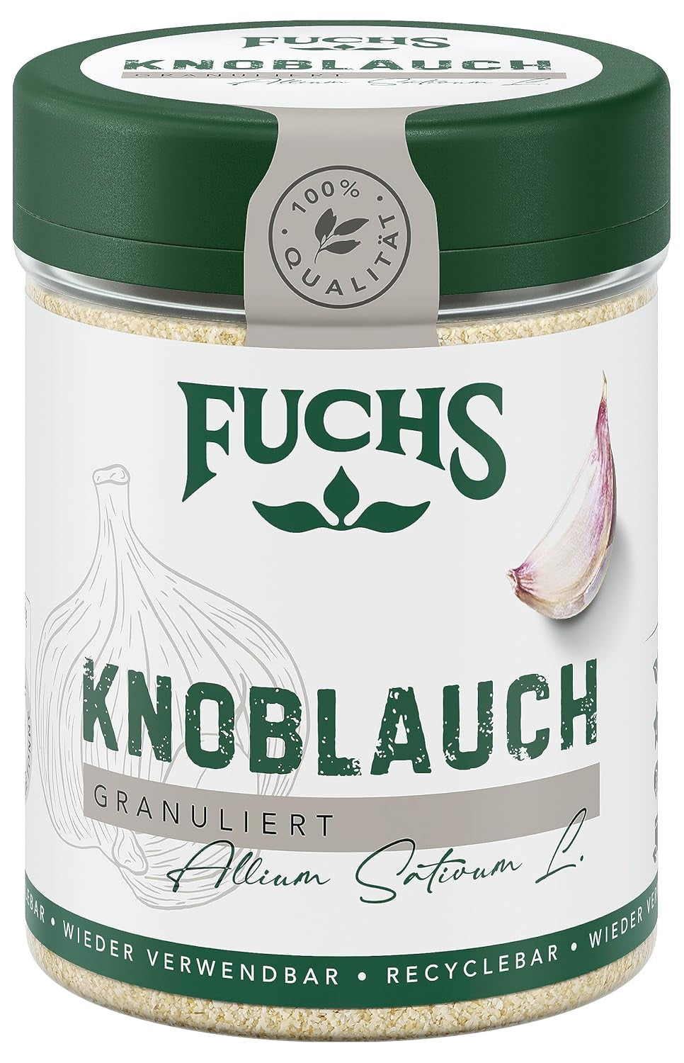 Fuchs Gewürze - Ail granulé - würzig-zwiebliger Geschmack für Tzatziki, Knoblauchbutter oder Gemüsegerichte - ingrédients naturels - 85 g en wiederverwendbarer, recyclebarer Dose