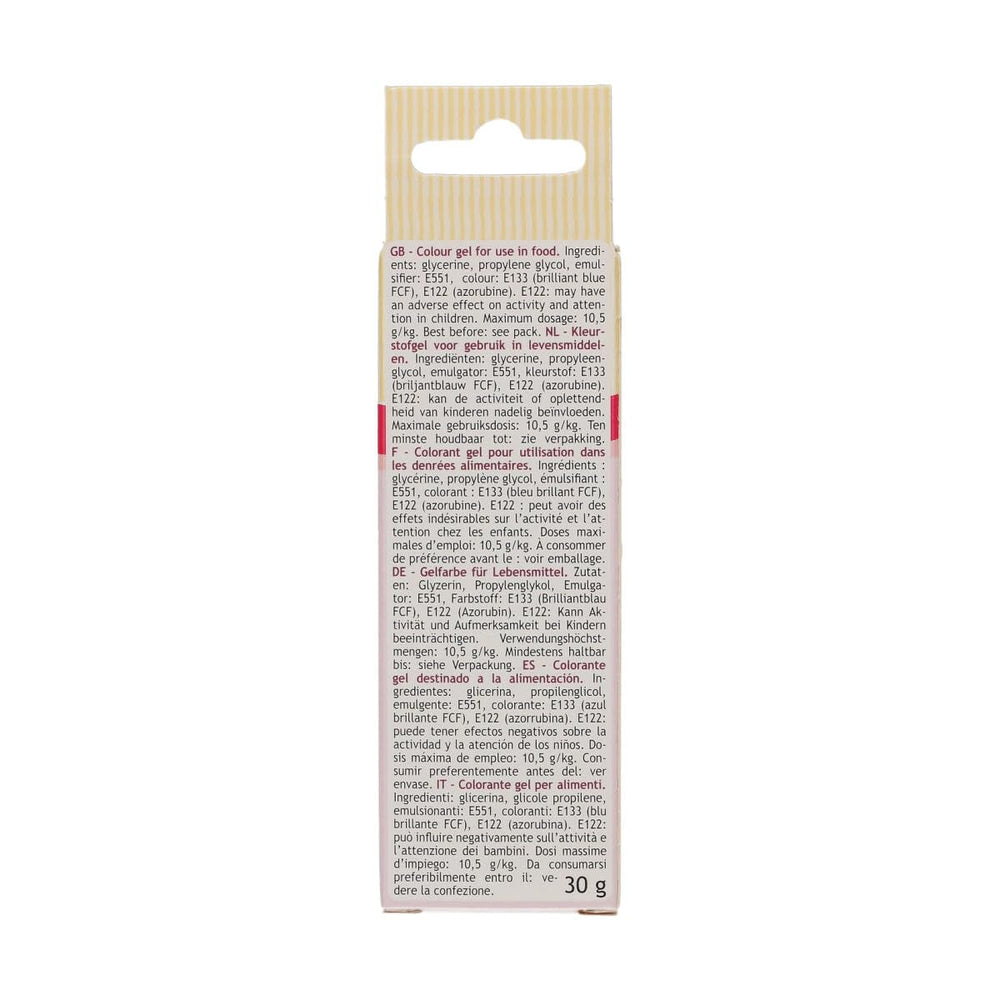 Colorant alimentaire Funcakes, gel bleu royal : Colorant alimentaire très concentré pour pâte, crème, fondant et pâte d'amande. Dosage facile. Une seule goutte pour créer des couleurs vibrantes. Halal. 30g.