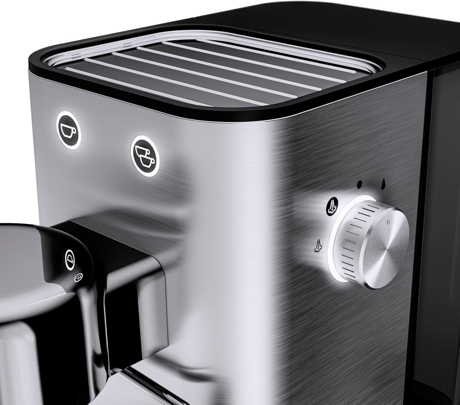 Machine à expresso WMF Lumero, porte-filtre, 1400 watts, porte-filtre, 3 inserts, pour 1-2 tasses à expresso, y compris pour capsules, 15 bars, porte-gobelet, mousseur à lait, acier inoxydable mat