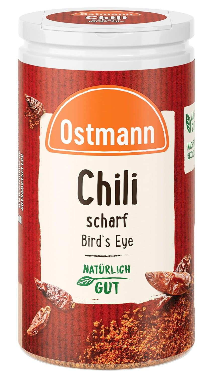 Ostmann Gewürze - Chili scharf Bird's Eye | Féurige Scharfe für Fleischgerichte und Eintöpfe | 35 g dans Der Streudose