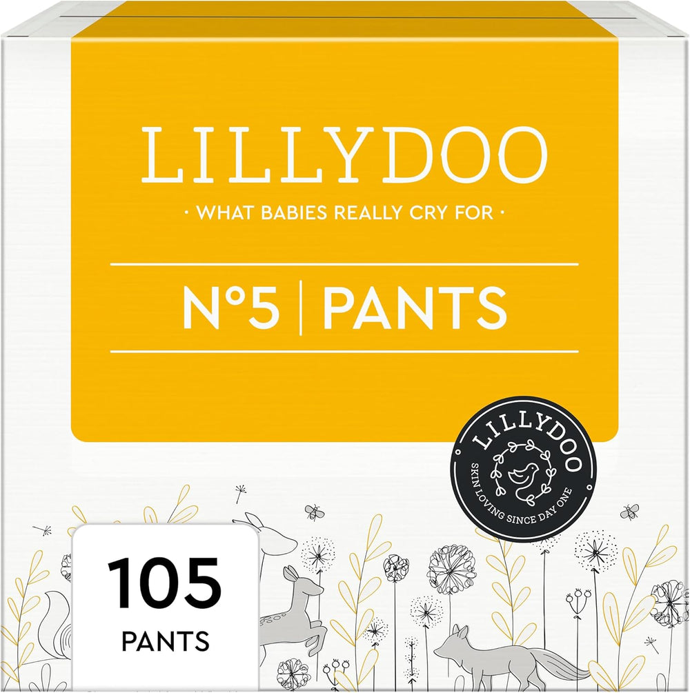 LILLYDOO Pantalons respectueux de la peau Taille 5 (12-17 kg) Boîte mensuelle (105 pièces)