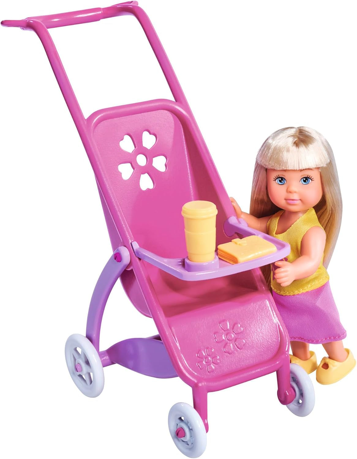 Simba 105733673 - Steffi Love Happy Family, poupée enceinte, Kevin, Evi et bébé avec poussette, 11 pièces, accessoires, 30 cm, à partir de 3 ans