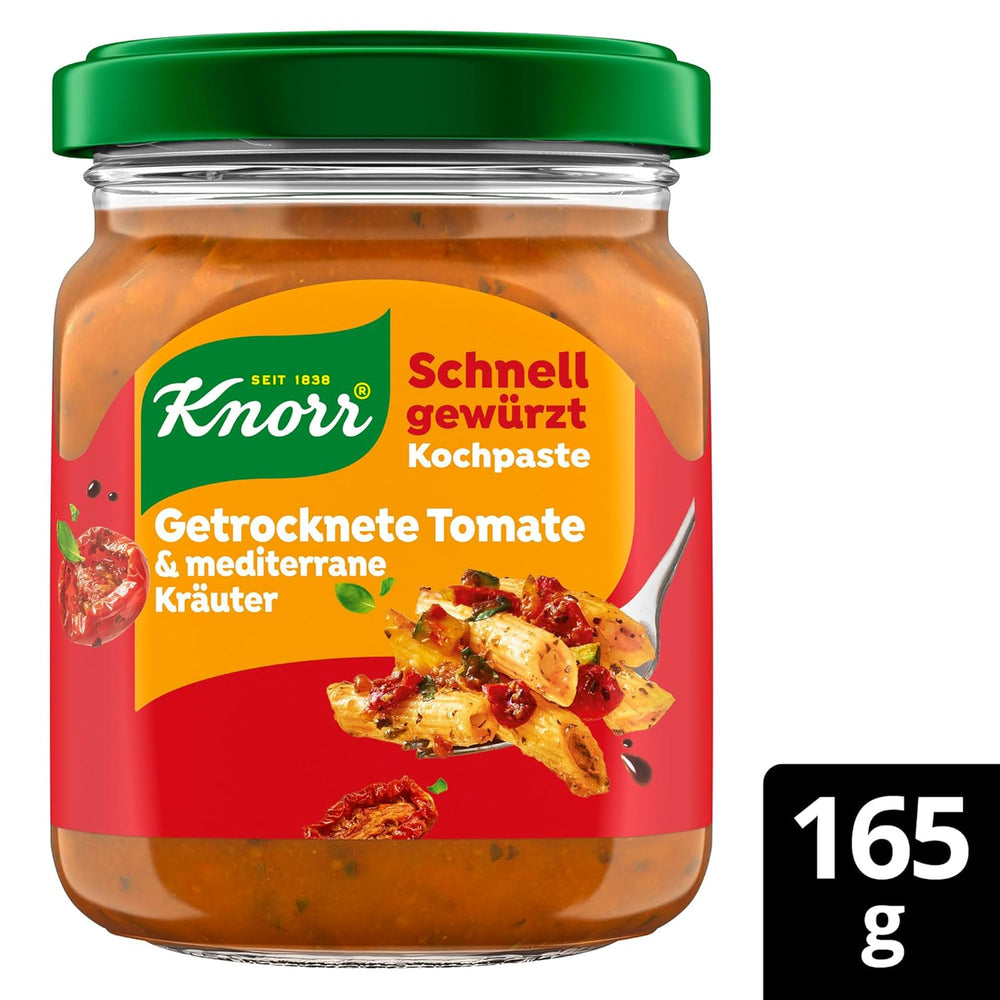 Knorr Schnell gewürzt Kochpaste Getrocknete Tomato & Mediterranean Kräuter einfach & schnell für einen besons intensificen, geballten Gesmack 165 g