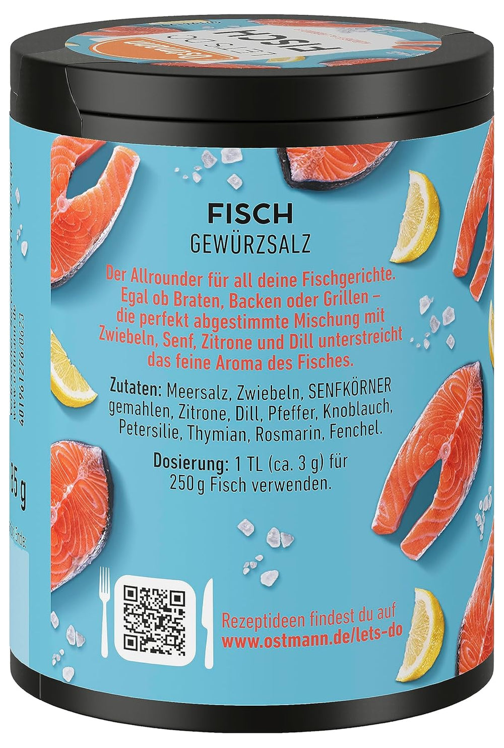 Ostmann Gewürze - Faisons du poisson polyvalent | Gewürzsalz pour Bratfisch, Flammlachs et Meeresfrüchte | Würziger Allrounder à la moutarde, au citron et à l'aneth | 85 g dans une barre de recyclage Metalldose