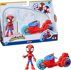 SPIDEY et SES AMAZING FRIENDS Marvel Spidey Motorcycle Figure Jouet pour garçons et filles à partir de 3 ans Figurines d'action Naty Shop