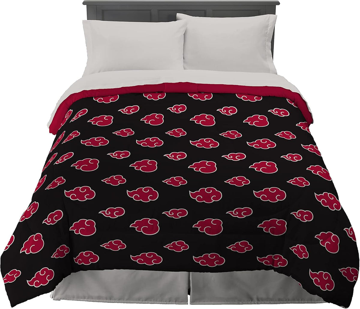 Franco Naruto Anime Akatsuki Parure de lit en microfibre douce pour lit Queen (produit officiel Naruto) Couettes et couettes Naty Shop Naruto Queen