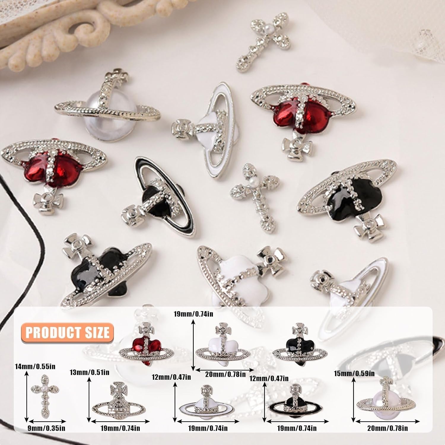 Planet Nail Art Charms, 32 pièces Saturn Shape Nagel Edelsteine ​​​​pour acrylique, strass Nagel Strasssteines Mädchen Nail Art DIY Handwerk Dekoration Zubehör